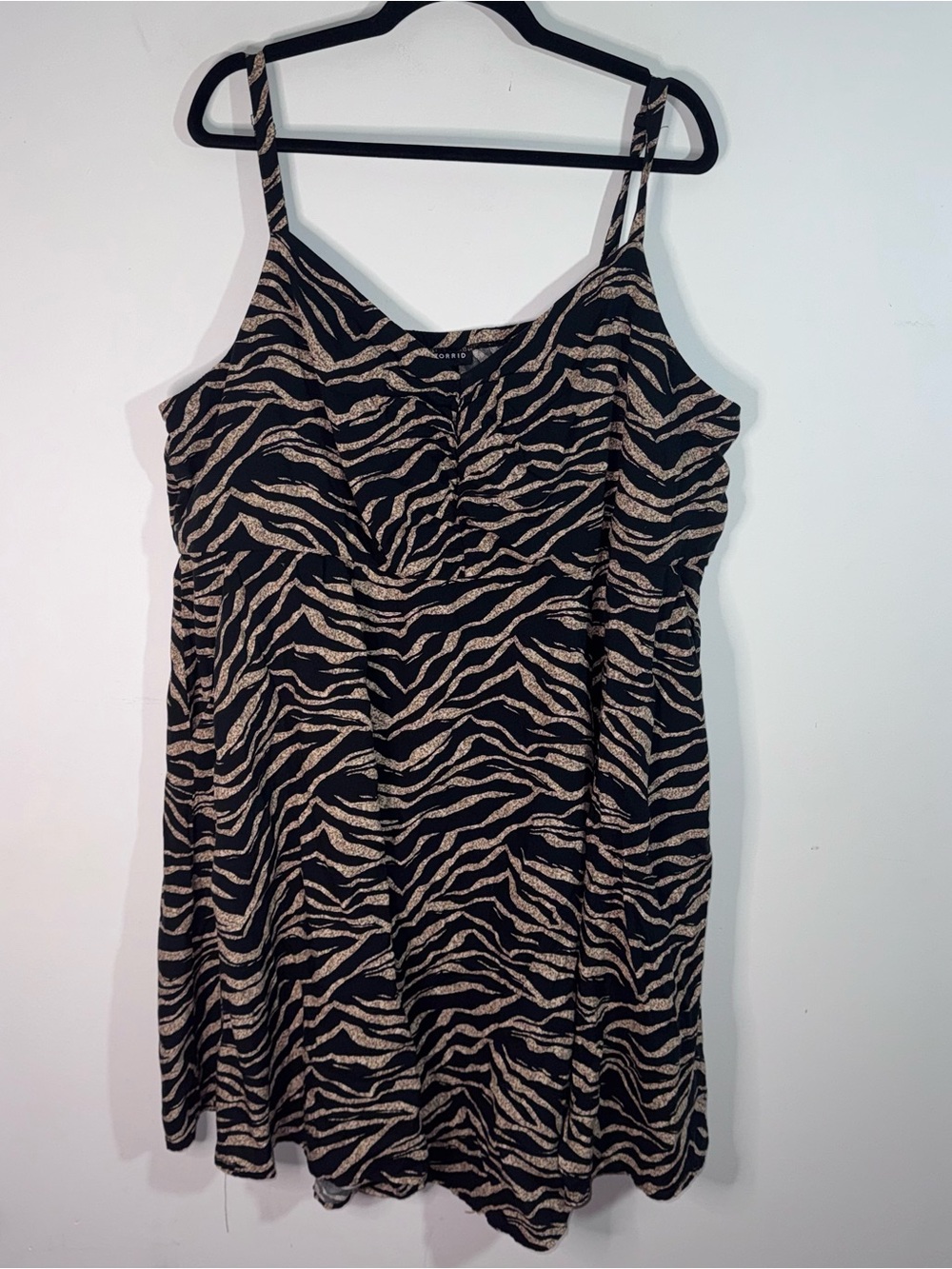 Torrid Size 3x Zebra Print Cami Dress Black Tan Animal Print Pockets